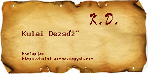 Kulai Dezső névjegykártya